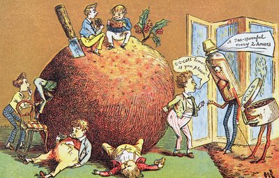 The Christmas Pudding, a Victorian Christmas Card by English School